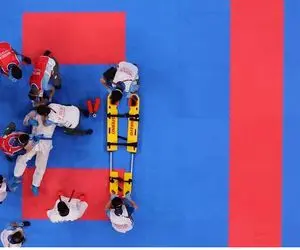 (عکس) مصدومیت وحشتناک سجاد گنج زاده در فینال المپیک مقابل حریف عربستانی