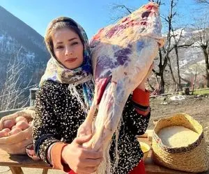 غذای خوشپخت دهاتی؛ دختر اهل گیلان تو طبیعت خوشگل شون چه خوشگل آشپزی میکنه