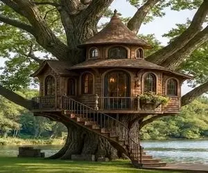 معماری خلاقانه؛ خونه درختی ساختن نمای بیرن که20 ولی از محشر بودن داخلش هر چی بگم  کمه