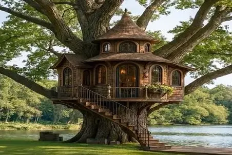 معماری خلاقانه؛ خونه درختی ساختن نمای بیرن که20 ولی از محشر بودن داخلش هر چی بگم  کمه