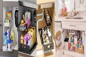 ایده چیدمان و نظم دهی کابینت زیر سینک ظرفشویی/ مختص کدبانوهای باسلیقه و حساس به تمیزی