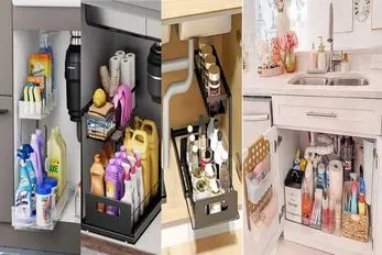 ایده چیدمان و نظم دهی کابینت زیر سینک ظرفشویی/ مختص کدبانوهای باسلیقه و حساس به تمیزی