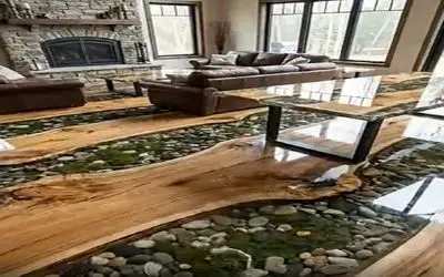 معماری خلاقانه؛ کف زمینو با ترکیب چوب و سنگ دیزاین کردن انگار وسط طبیعتی انقد رویایی