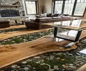 معماری خلاقانه؛ کف زمینو با ترکیب چوب و سنگ دیزاین کردن انگار وسط طبیعتی انقد رویایی