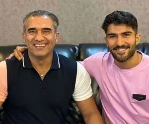 (عکس) احمدرضا عابدزاده تماشاگر ویژه بازی ایران-عراق؛ چشم عقاب به بچه عقاب!