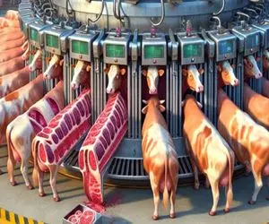 فرآوری گاو؛ گاوهای وحشی رو رام کردن بعد 20 سال بهره کشی مصلوب و اسلایسش کرد