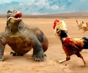 مستند حیات وحش؛ کومودو براش کوچیک و بزرگ نداره خروس با پر جارو میکنه تو معدش