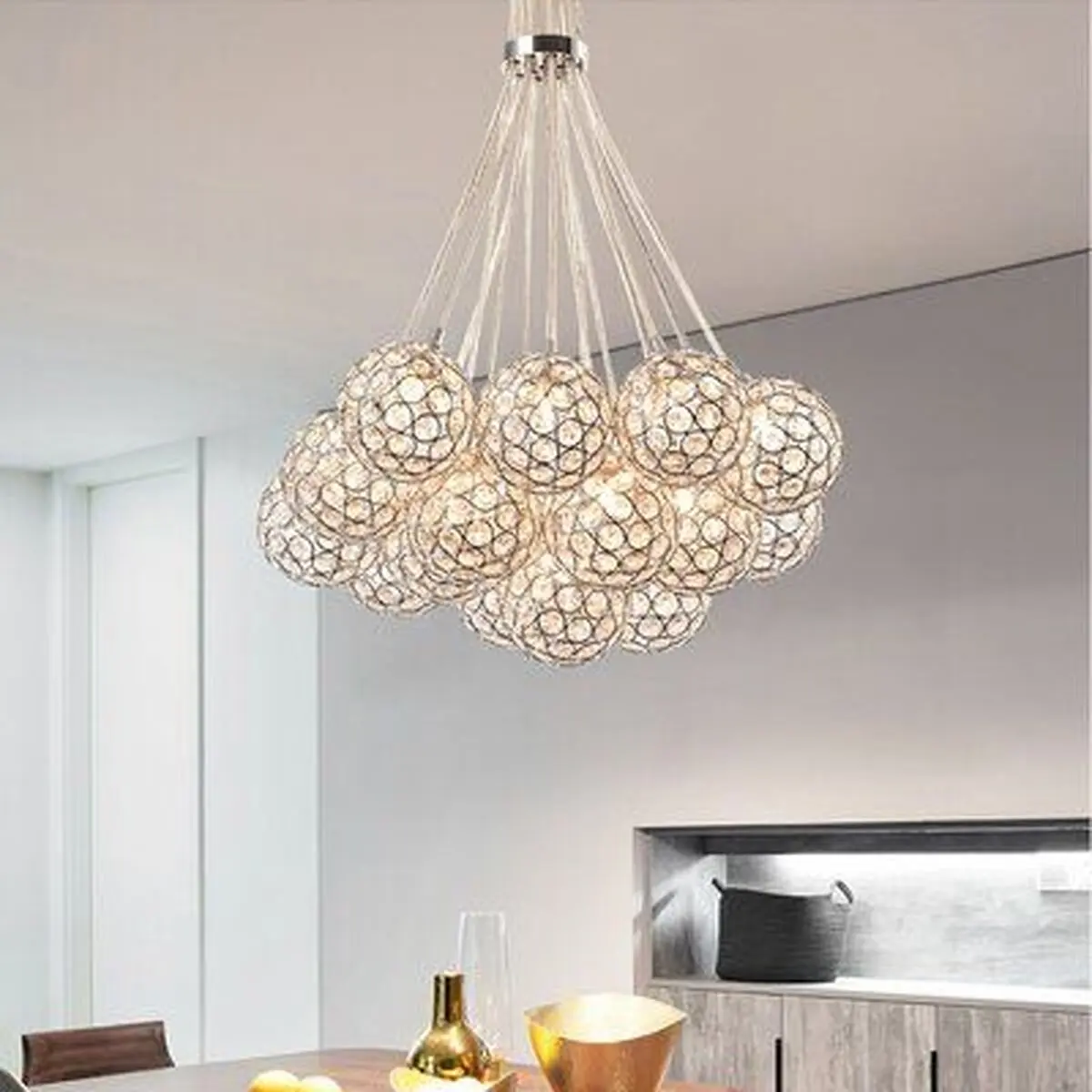 Etta Avenue™ Teen Brecksville 16 - Light Unique Modern Linear Chandelier w _ Crystal Accents Metal _ Crystal in Gray _ Wayfair