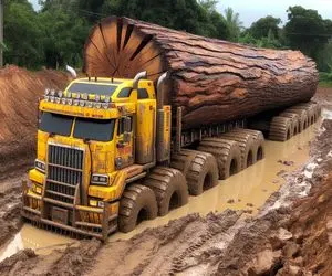 جابه‌جایی جانکاه؛ اپراتور کامیون که 10تن چوب و حمل میکرد تو جاده لغزنده رفت تو دره