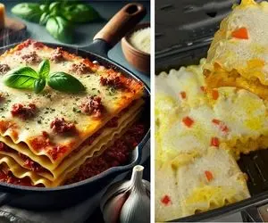 طرز تهیه لازانیا گوشت و قارچ بدون فر / یه دستور عالی و ساده مخصوص اونایی که فر ندارن