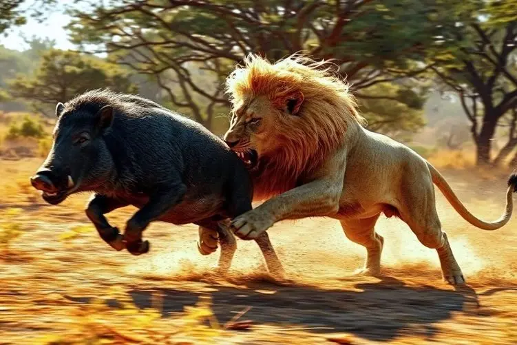 دیدنی های راز بقا؛ شیر سرش رو کرد تو سوراخ و گراز بیرون آورد