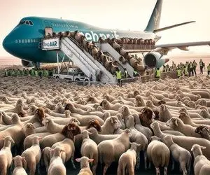 جابه جایی جانکاه؛ گوسفندا از نیسان رسیدن به پرواز پریمیوم اکونومی با هواپیمای لوکس