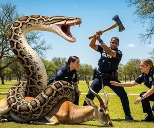 حیات وحش مصنوعی؛ بز کوهی شجاع برای نجات جان مادرش از چنگ پیتون غول کمک آورد