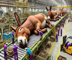 فرآوری الاغ؛ گردن الاغ و بعد 60سال بهره کشی تو سلاخخونه از قفا زدن دباغی کردن