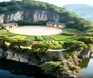 معماری خلاقانه؛ یه طرف کوهو که از دید خارجه عین هندونه قاچ زدن خونه ساختن واسه استتار