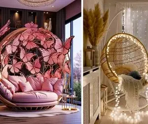 تابلو و مبل و لوستر به دیار باقی پیوستن / دیزاینی منحصر به فرد با انواع تاب ریلکسی