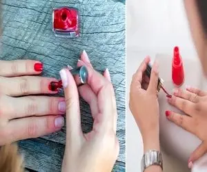 ترفندهای حرفه ای لاک زدن مثل ناخن کارها / اینجوری رو ناخنت طرح ابر و باد بزن بدون قلم