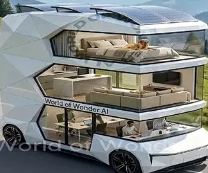 معماری خلاقانه؛ کمپر 3 طبقه ساختن هر طبقه یه کاربرد داره حتی دفتر کار هم داره