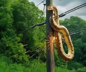 مستند حیات وحش/ پیتون غول به هوای بلع طعمه پیچید دور تیر جِزش دراومد