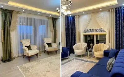 انواع پرده سالنی با ایده گیری از خانه سلبریتی ها؛ دیزاین شاکردوست، رامبد و کایلی جنر