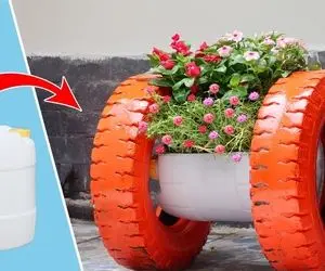 ایده های خلاقانه؛ با دو تا لاستیک و دبه پلاستیکی این آویز گل جذابو واسه تراس بساز