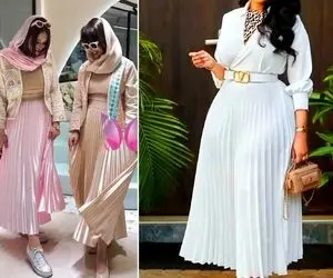 مدل های ست استایل با دامن پلیسه کوتاه و بلند؛ انتخاب رنگ مناسب و تاثیرش رو فرم بدن