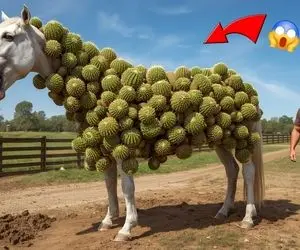 حیات وحش مصنوعی؛ تلاش تیم نجات برای خلاصی اسب بی پناه از نفرین کاکتوس غول آسا