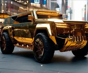 ماشین های لوکس؛ بزرگترین ماشین زرهی دنیا که از طلای 24 عیار و چرم تمساح ساخته شد