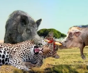 مستند حیات وحش؛ گراز وحشی پلنگ رو تابوند بعد حسابی خر کشش کرد 