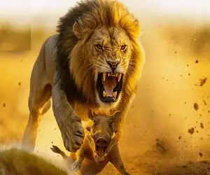 مستند حیات وحش؛ شیر در مقابل گله گرازها