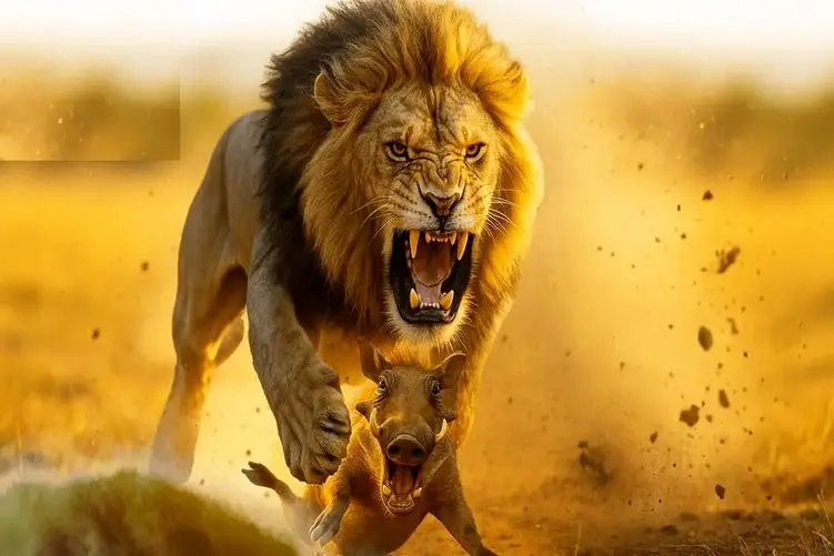 مستند حیات وحش؛ شیر در مقابل گله گرازها