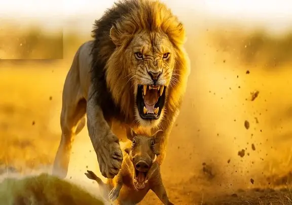 مستند حیات وحش؛ شیر در مقابل گله گرازها