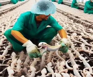 فرآوری مارمولک؛ تخم مارمولک تو لجن میکارن چاق که شد خشک میکنن آبپز شده میخورن