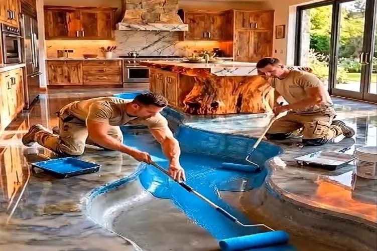 معماری خلاقانه؛ کف آشپزخونه رو کندن رودخونه ساختن خوراک سیاحت