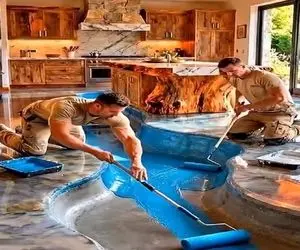 معماری خلاقانه؛ کف آشپزخونه رو کندن رودخونه ساختن خوراک سیاحت