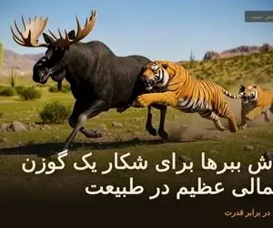 حیات‌وحش دشت؛ تلاش ببرها برای شکار یک گوزن شمالی عظیم در طبیعت