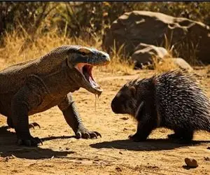 جذابیت حیات وحش؛ کومودو گمان برد جوجه تیغی هم راحت الحلقوم است شرحه شد