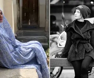 تیپ زیادی خاص "ساناز سعیدی" در حالی که کُت پوشیده با دمپایی؛ شمام بتراش خوب میشیااا