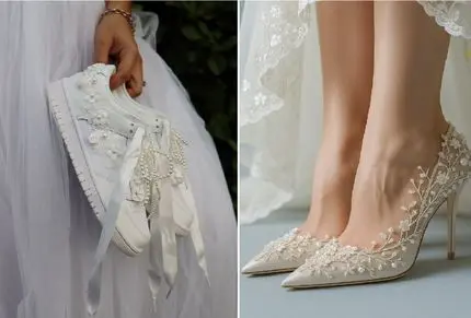 از پاشنه‌بلندهای لاکچری تا کتونی‌های ترند؛ راهنمای انتخاب کفش عروس برای شبی بی‌دردسر