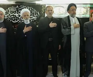 (عکس) تصویری از روحانی و جهانگیری در مراسم عزاداری امام حسین