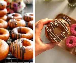 طرز تهیه دونات سیب و دارچین با فر / یه شیرینی متفاوت و کم کالری با مزه فوق العاده