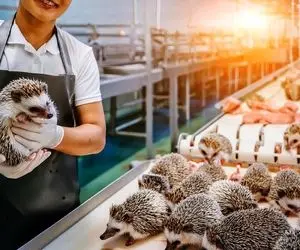 فرآوری جوجه تیغی؛ جوجه تیغی رو وقتی زندس با موچین تیغاشو میکنن بعدم گوشتشو میخورن