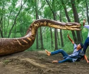 مستند حیات وحش؛ یورش مار بزرگ به دو پسر تنها تو جنگل