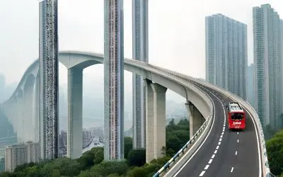 ساخت چین؛ بلندترین پل هوایی دنیا که ماشین ها تا ارتاع برج خلیفه دبی بالا میرن