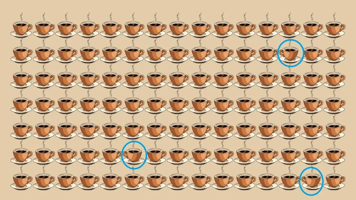 پاسخ-تست-بینایی-یافتن-۳-فنجان-قهوه-متفاوت