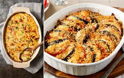 طرز تهیه گراتن بادمجان بدون گوشت با سس گوجه فرنگی / یه غذای عالی که حرف نداره