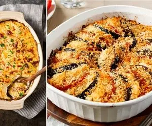 طرز تهیه گراتن بادمجان بدون گوشت با سس گوجه فرنگی / یه غذای عالی که حرف نداره