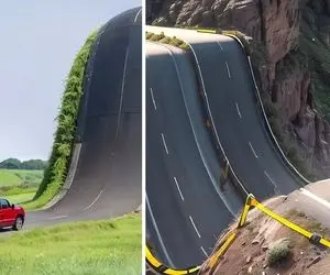 ماشین عجیب غریب ؛ جاده هایی باردار شدن و یا شکمشون رفته تو و ماشینارو بردن اون دنیا