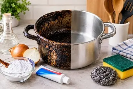 ترفند خانگی برای تمیز کردن قابلمه‌های سوخته و سیاه‌شده+ راهکار تمیز ماندن قابلمه‌ها