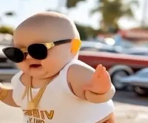 آواز شاد؛ رقص کیوت این بچه که شبیه خمیر نونه با تیپ گنگ تو ساحل قند تو دل همه اب کرده